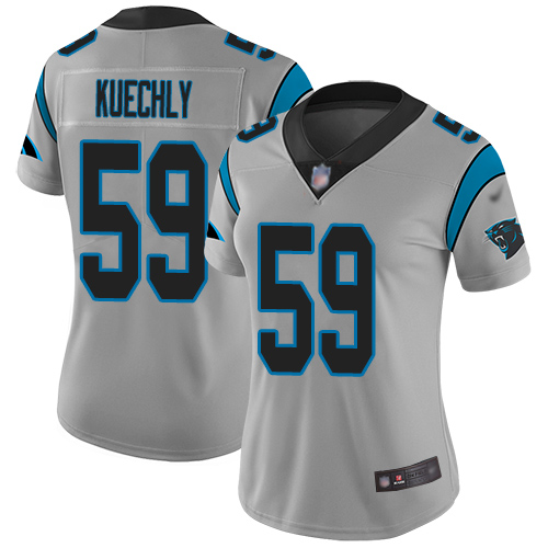 Carolina Panthers Limited Silver Women Luke Kuechly Jersey NFL Football #59 Inverted Legend->women nfl jersey->Women Jersey